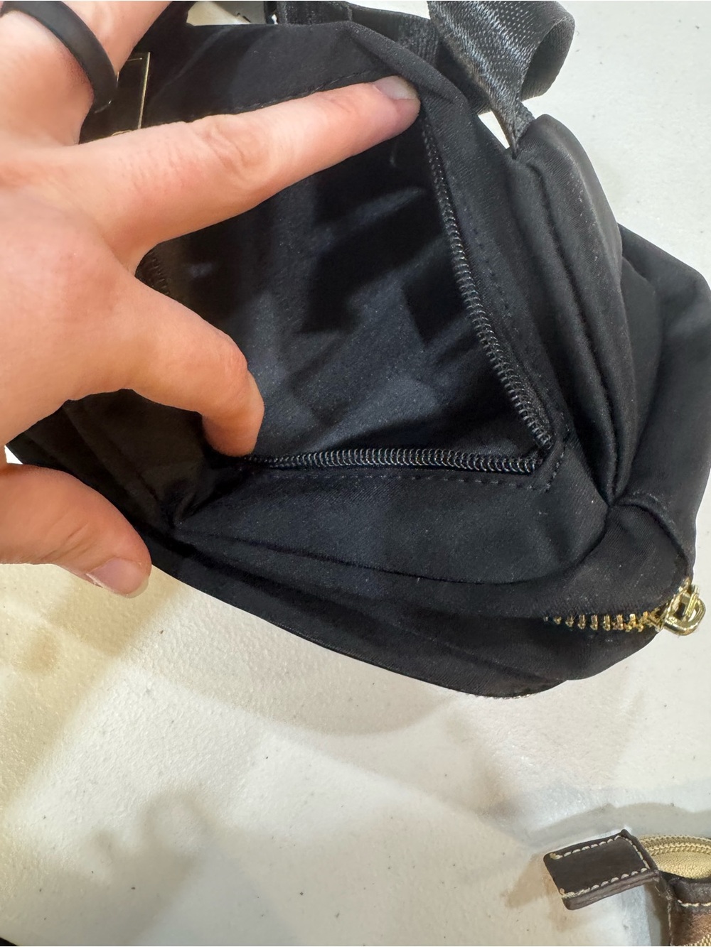 Zorfin Black Crossbody Belt Bag with Gold Zippers - Picture 5 of 6